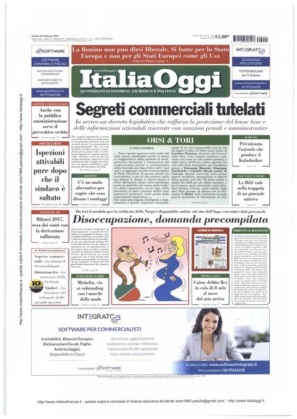 Italia oggi : quotidiano di economia finanza e politica